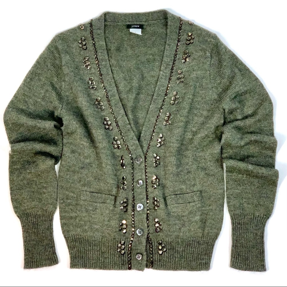 J. Crew Alpaca Blend Beaded Embellished Cardigan S
